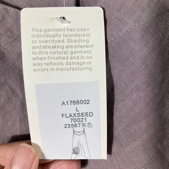 Womens Kleen Flaxseed Linen Asymmetrical Top Applique Flower L Brown NWT - Picture 8 of 10